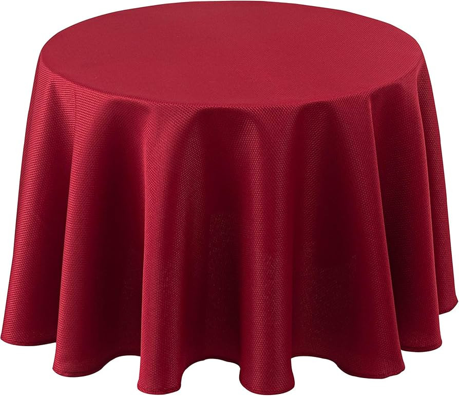 Biscaynebay Textured Fabric Round Christmas Tablecloths 70", Red Water Resistant Tablecloths for ... | Amazon (US)