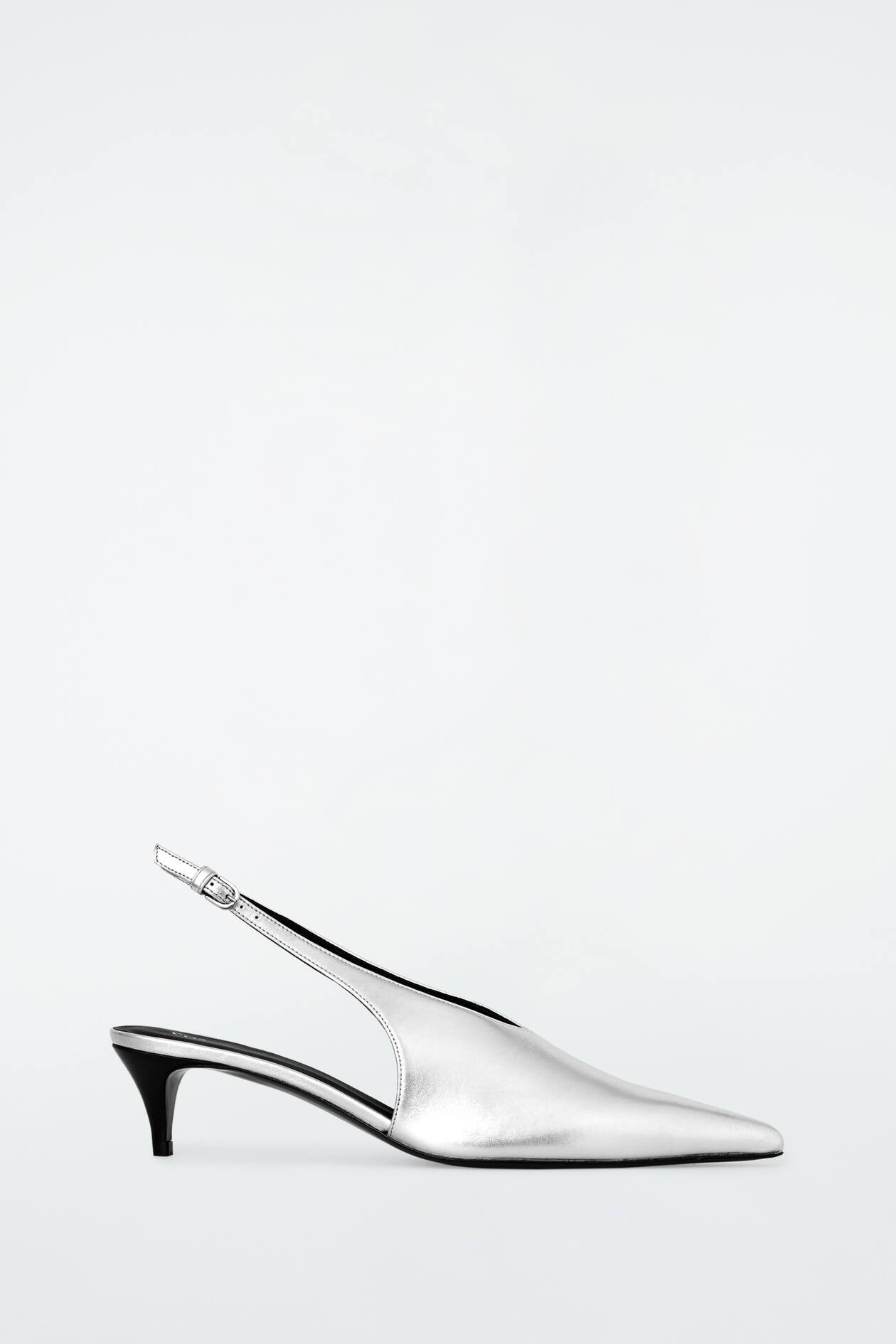 SPITZE KITTEN-HEELS AUS LEDER MIT SLINGBACK-RIEMEN - SILBER - Ladies | H&M AT | H&M (DE, AT, CH, NL, FI)
