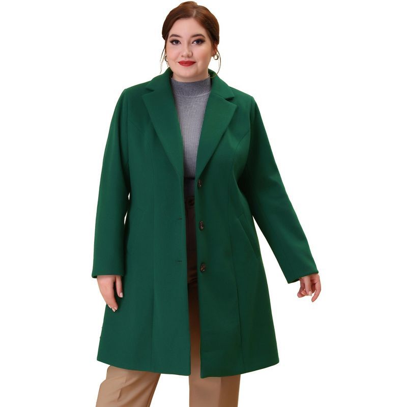 Agnes Orinda Women's Plus Size Notched Lapel Single Breasted Peacoat | Target