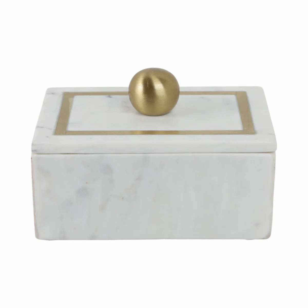 Andranique Decorative Box Marble Stone Metal Brass Modern Storage Container with Removable Lid Co... | Wayfair North America