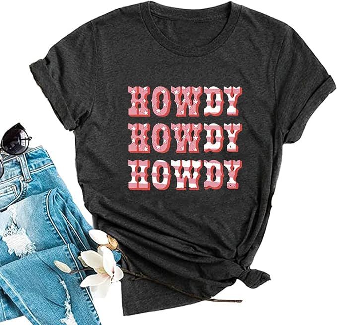Howdy Rodeo Cowboy T-Shirt Women Western Retro Vintage Country Southern Shirt Star Graphic Cowgir... | Amazon (US)