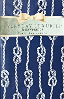 Newbridge Nautical Rope Stripe Vinyl Flannel Backed Tablecloth - Coastal Rope Striped Indoor/Outd... | Amazon (US)