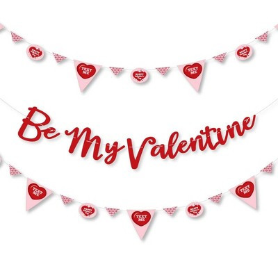 Big Dot of Happiness Conversation Hearts - Valentine's Day Party Letter Banner Decoration - 36 Banner Cutouts and Be My Valentine Banner Letters | Target