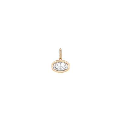 Oval Lab Grown White Sapphire Bezel Pendant | AUrate New York