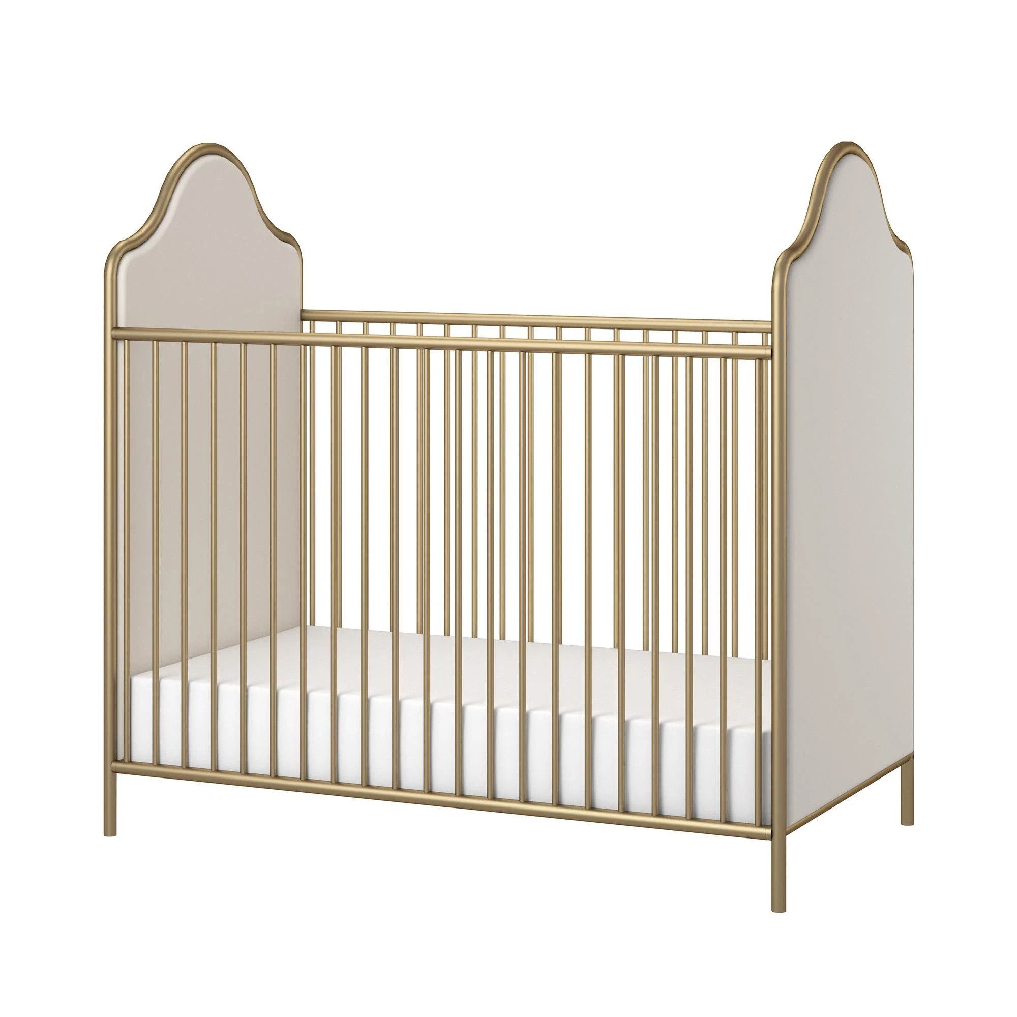Little Seeds Piper Upholstered Metal Crib, Gold | Walmart (US)