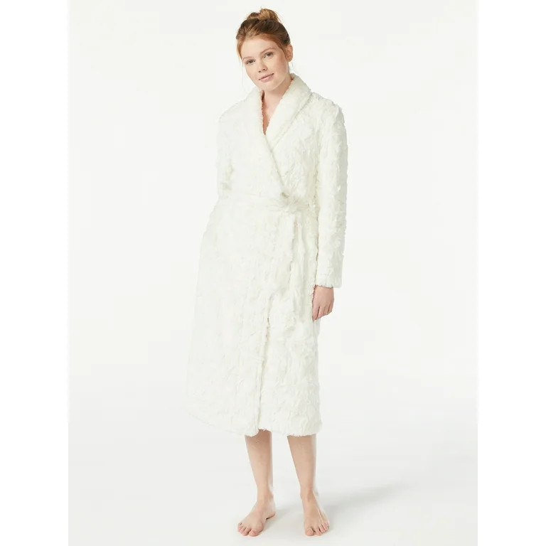 Joyspun Women’s Plush Sleep Robe, Sizes up to 3X | Walmart (US)