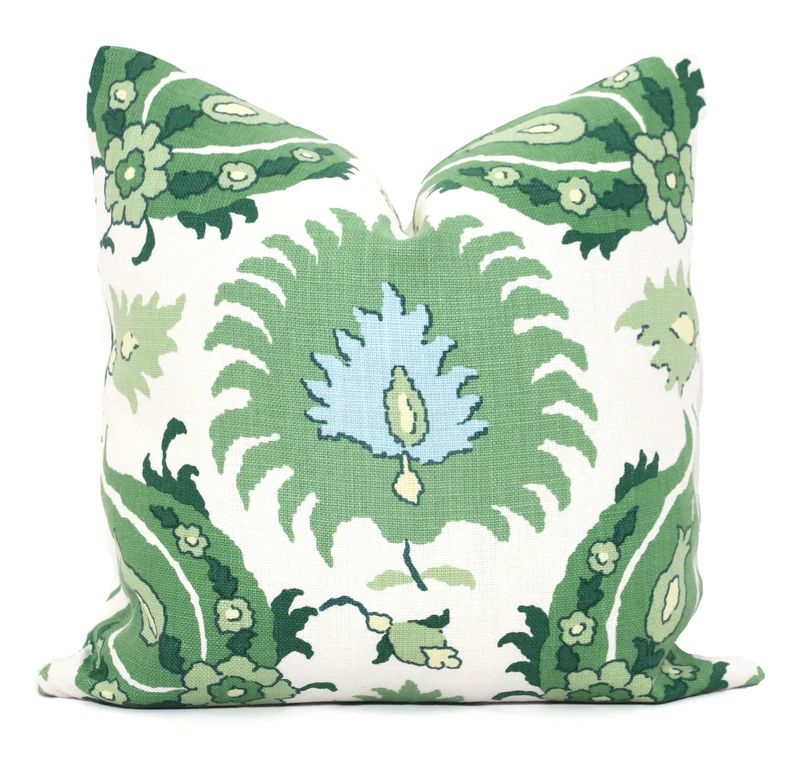 Brunschwig and Fils Green Kashmiri Decorative Pillow Cover 18x18, 20x20, 22x22, Eurosham or Lumba... | Etsy (US)