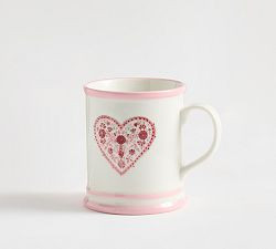 Heart Block Print Stoneware Mugs - Set of 4 | Pottery Barn (US)