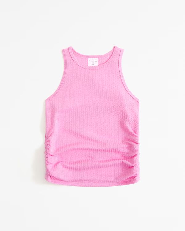 textured knit side ruched tank | Abercrombie & Fitch (US)