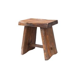 Nordic Style Teak Stool with Curved Seat | Bed Bath & Beyond