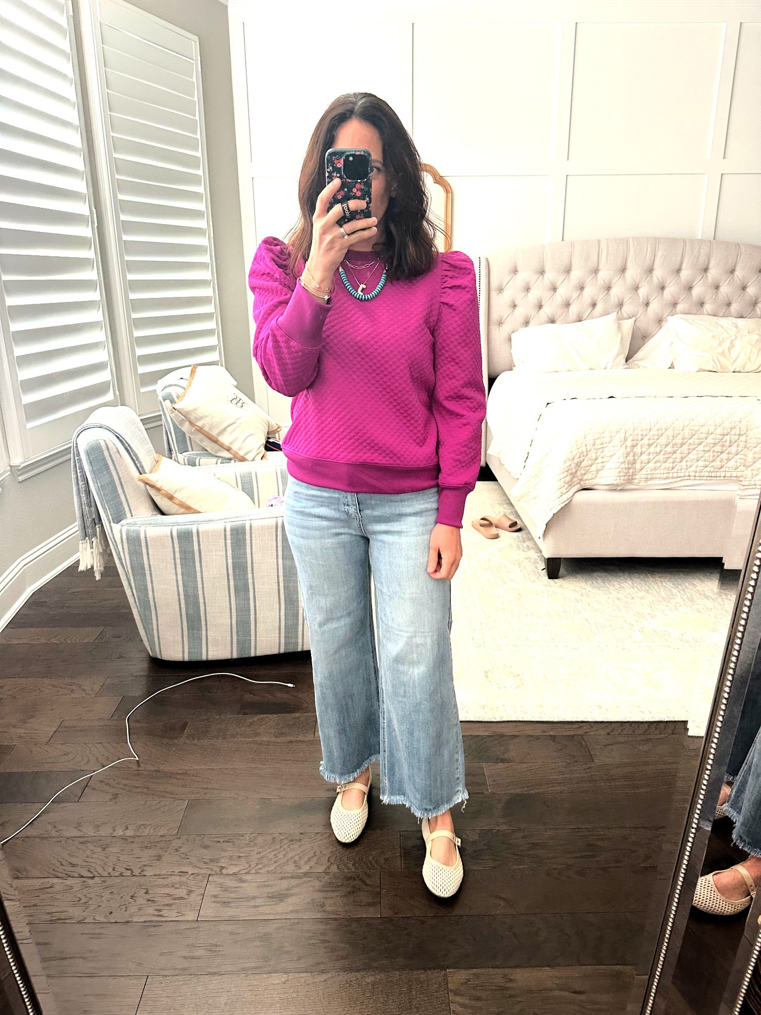 Comfortable denim / cropped jeans / true to size - 27.

Ballet flats - cream shoes - tts 
Linked a very similar option - if Target has limited sizes

#LTKSeasonal #LTKStyleTip #LTKOver40