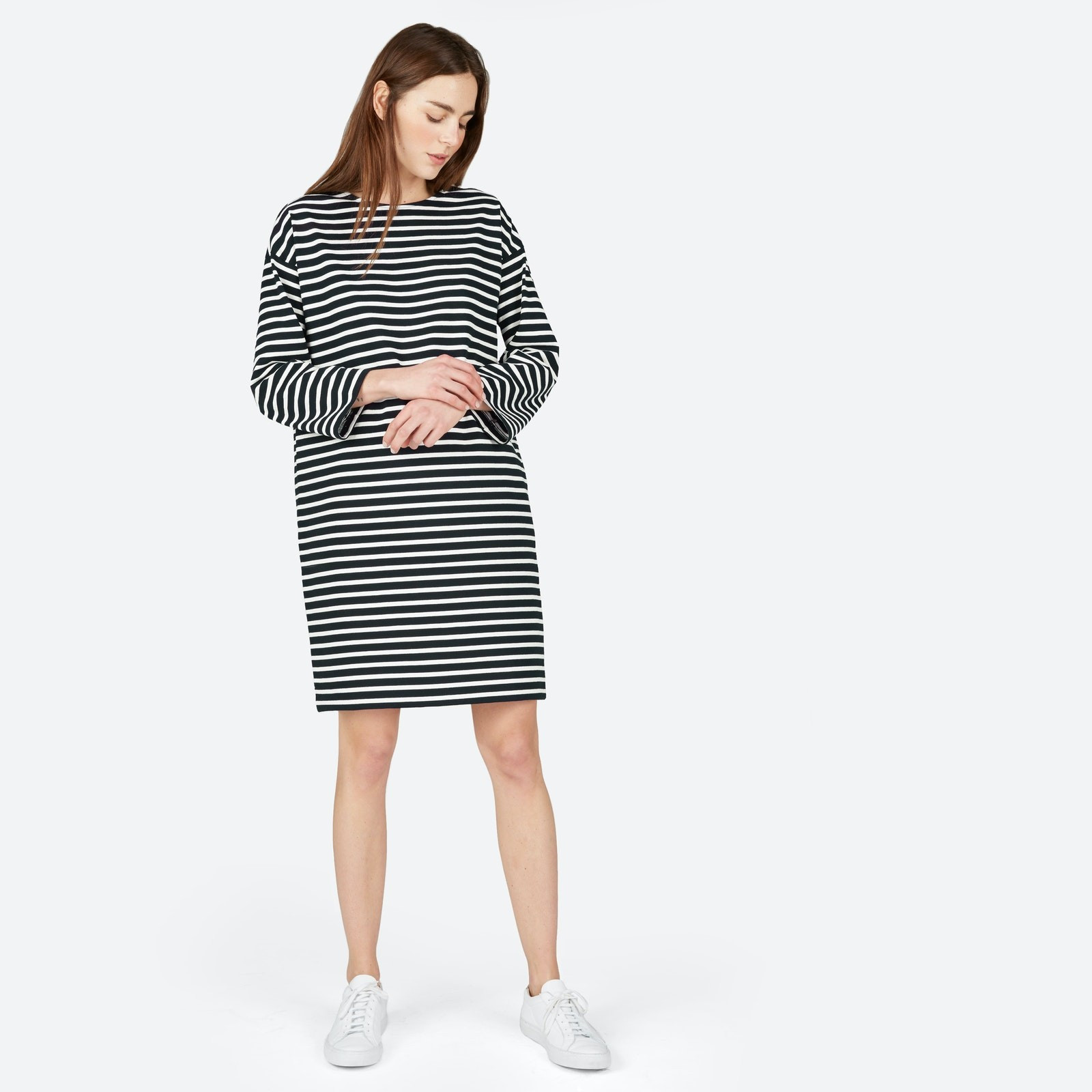 Women's Breton Cotton Dress by Everlane in Navy / Bone, Size XXS | Everlane