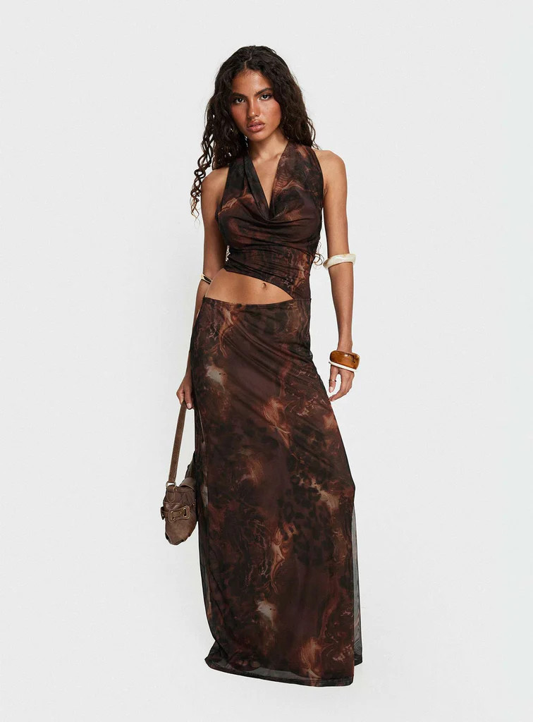 Livara Cowl Cut Out Maxi Dress Multi | Princess Polly US