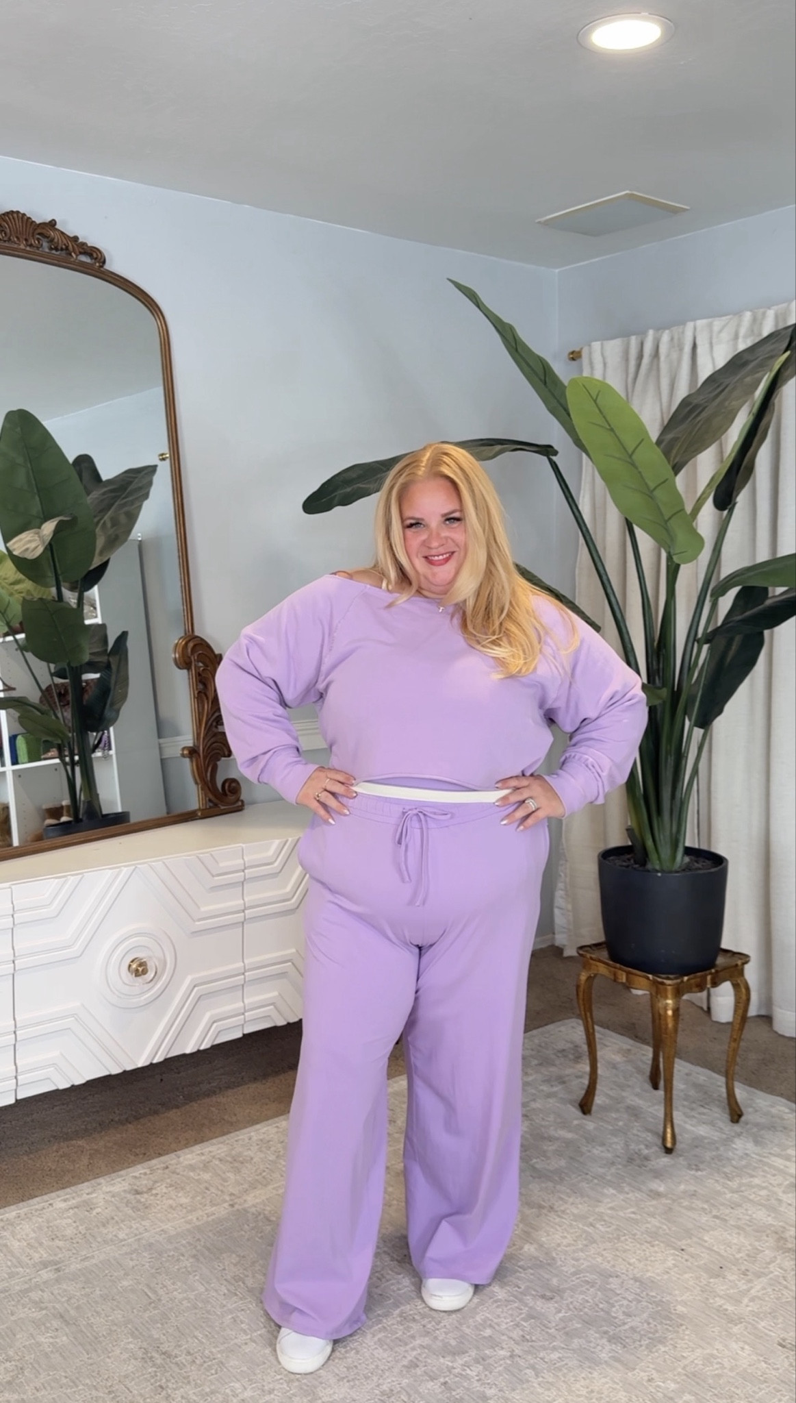 Okay this set is dangerously good 💜

The cropped sweatshirt hits at the right spot so you still have shape, and the pants are that perfect relaxed fit that doesn’t cling anywhere you don’t want attention. Soft, stretchy, and actually flattering instead of frumpy.

This is errands, travel, lounging, coffee run, and “I still look put together” energy. Wear it as a set or break it up. Either way it’s a win.

Linked in my LTK with sizing details.

#LTKOver40 #LTKActive #LTKPlusSize