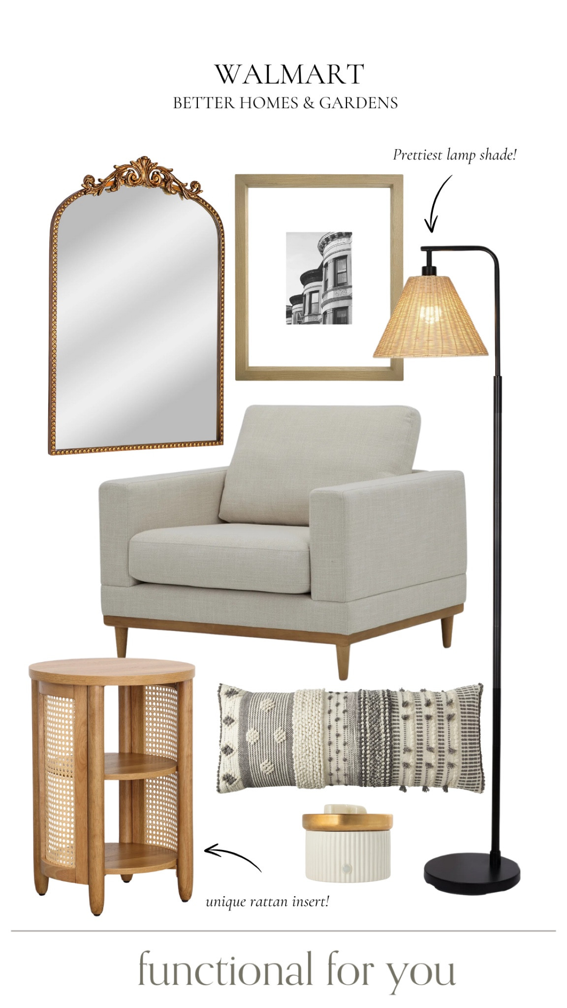 Walmart Better Homes & Gardens home finds

Mirror, framed art, rattan side table, accent chair, throw pillow, floor lamp, home decor, 2 in 1 scented warmer 

#LTKHome