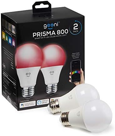 Geeni Prisma 800 2700K Dimmable A19, 60W Equivalent Color Changing RGBW LED Smart WiFi Light Bulb... | Amazon (US)