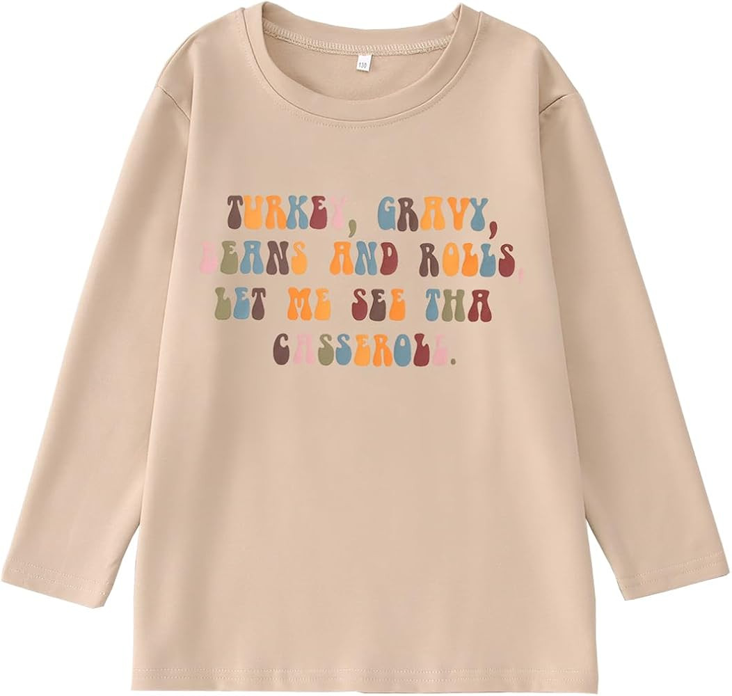 CM C&M WODRO Kid Girl Thanksgiving Long Sleeve Shirt Baby Cute Turkey Gravy Beans and Rolls Blous... | Amazon (US)