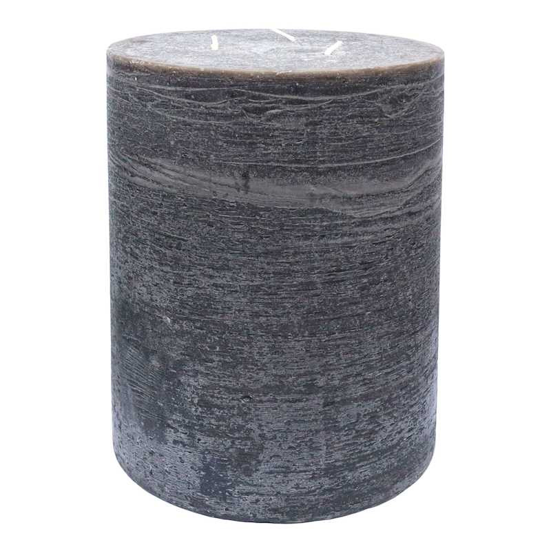 Black Unscented Pillar Candle, 6x8 | At Home