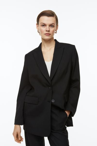 Single-breasted Blazer | Black Blazer Outfit | Work Wear Style | Work Outfit Winter | HM Outfit | H&M (US + CA)
