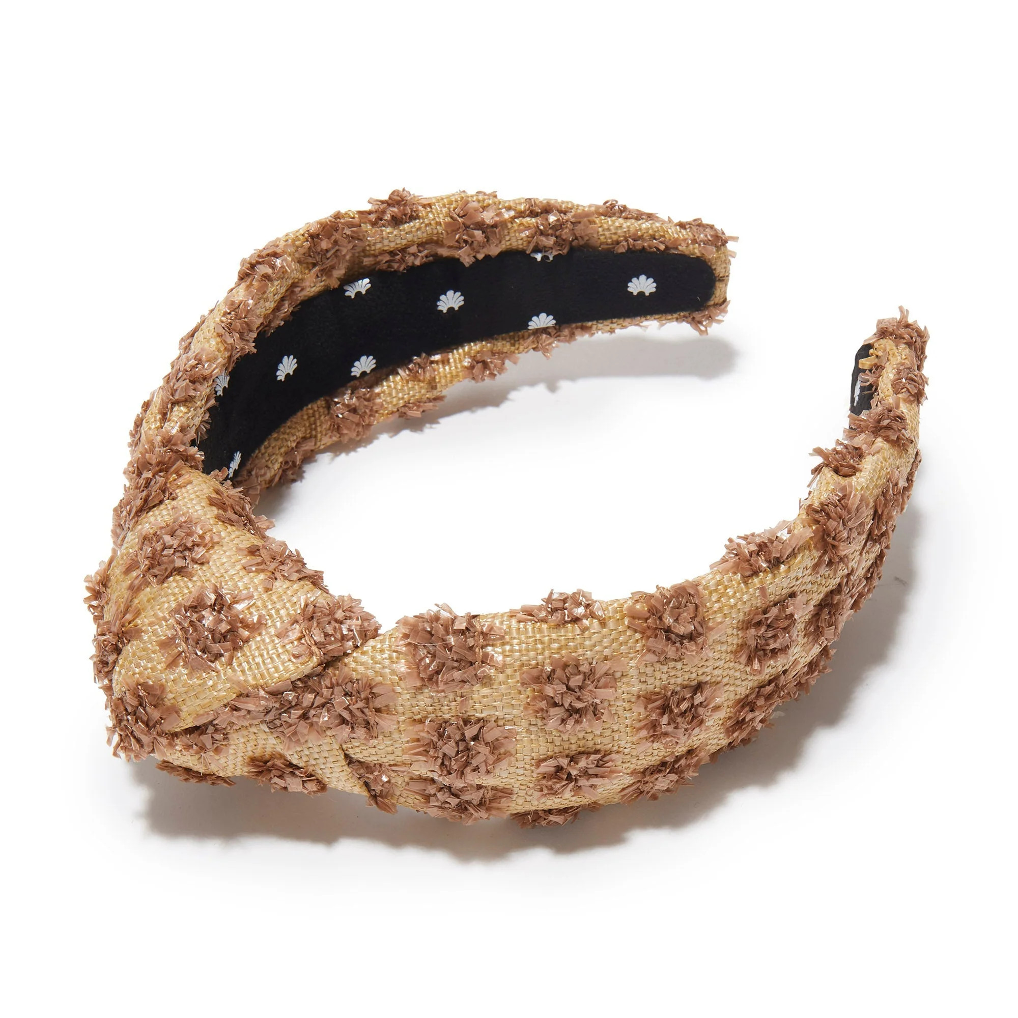 CHOCOLATE DOTTED RAFFIA KNOTTED HEADBAND | LELE SADOUGHI