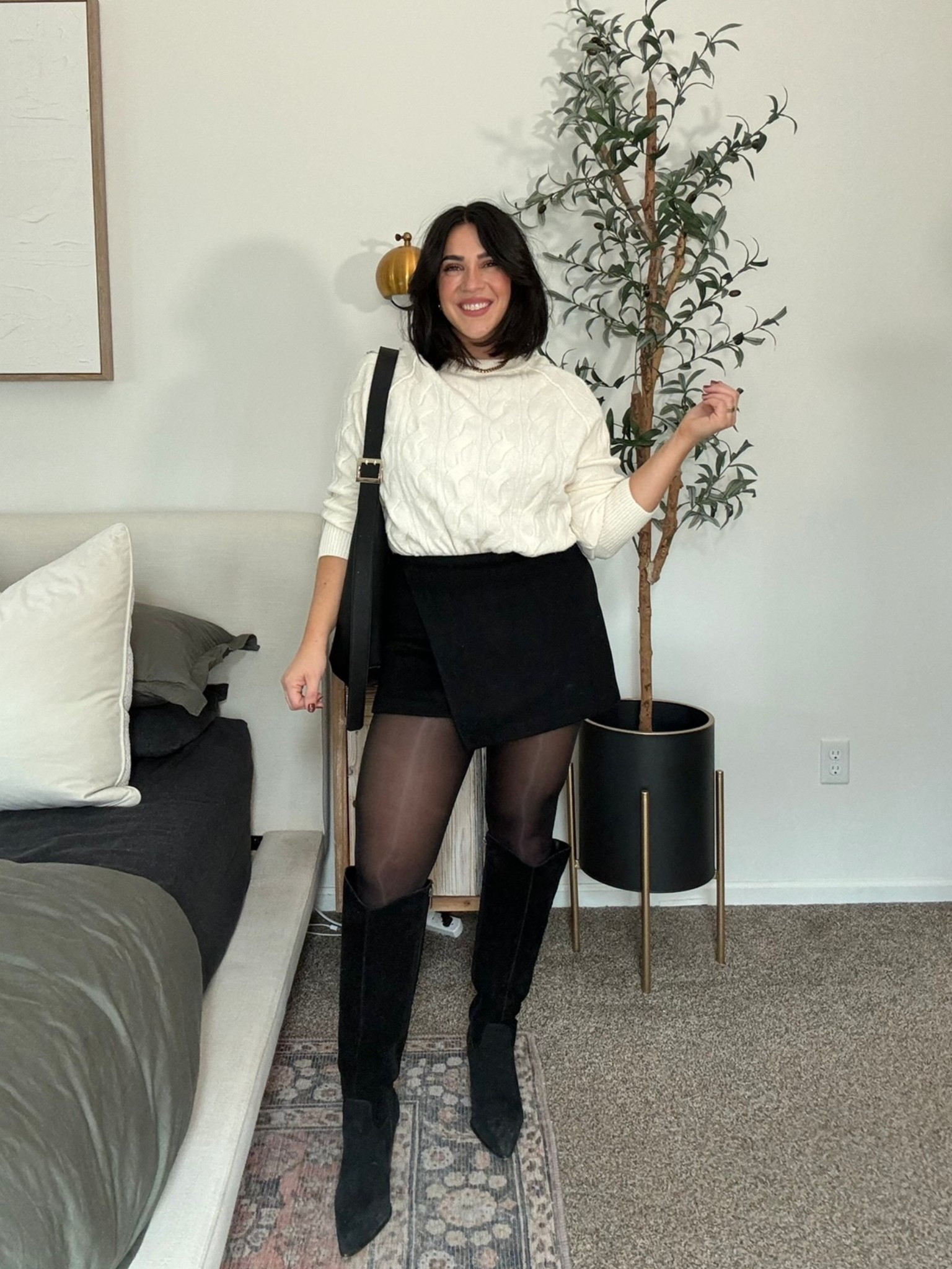 Holiday party outfit inspo with tights! Skort so no thigh chafing, sweater is old aerie but linking similar! So versatile and doesn't scream holiday, could be worn for winter date night!

10 in skort 
Size up in tights!

#LTKHoliday #LTKSeasonal #LTKMidsize