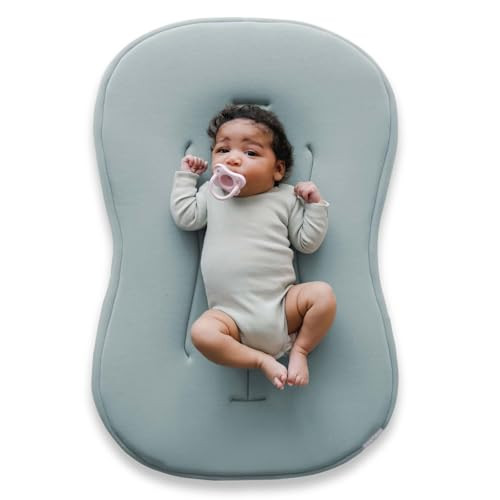 snuggle me® Baby Lounger Curve (0-6 Months) - Premium Organic Cotton with Foam Core, Machine-Washable Cover, Buttery-Soft & Breathable Infant Lounger with Travel Bag (30 in x 20 in x 1.9 in) - Slate | Amazon (US)