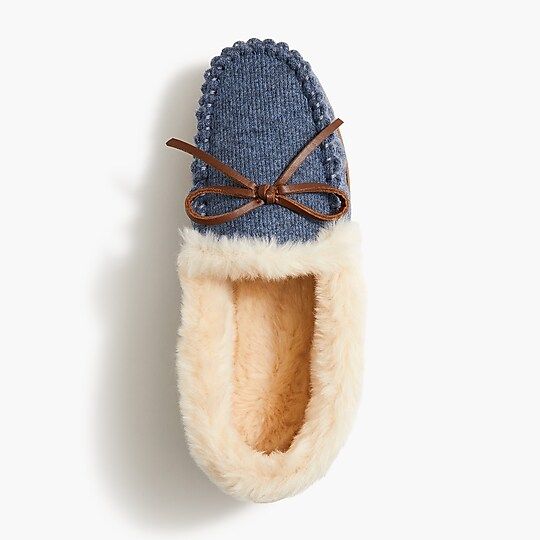 Cozy shearling moccasin slippers | J.Crew Factory