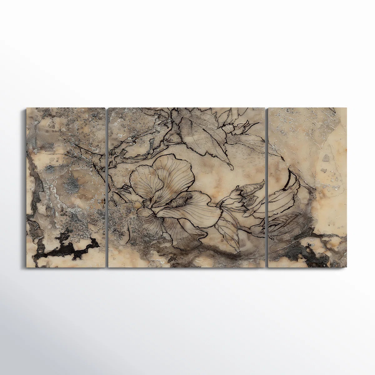 " Tattooed Floral I " 3 - Pieces Painting Print | Wayfair North America