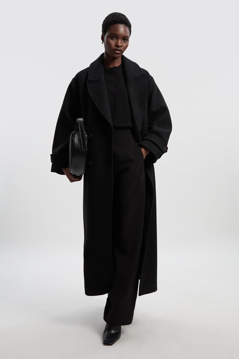 Wool Oversized Double Breasted Tailored Midi Coat | Karen Millen UK + IE + DE + NL