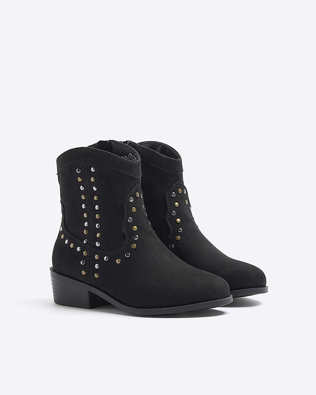 Girls black studded western boots | River Island (UK & IE)