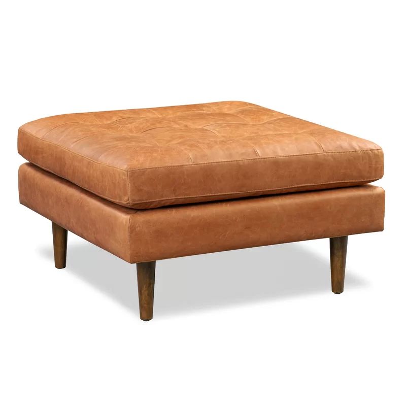 Federalsburg 35'' Wide Genuine Leather Tufted Square Cocktail Ottoman | Wayfair North America