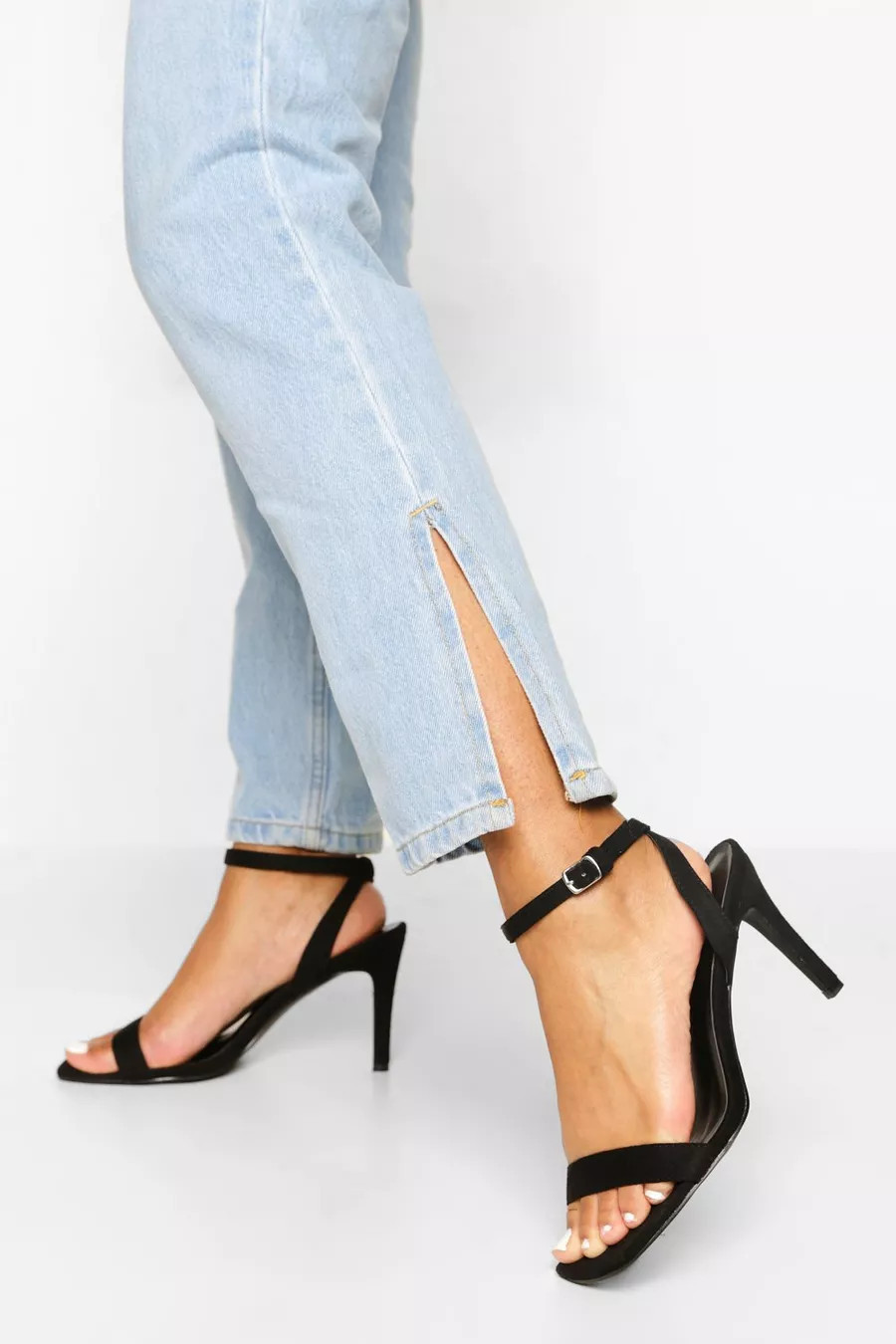 Wide Width Square Toe Mid Height Heeled Sandal | Boohoo.com (US & CA)