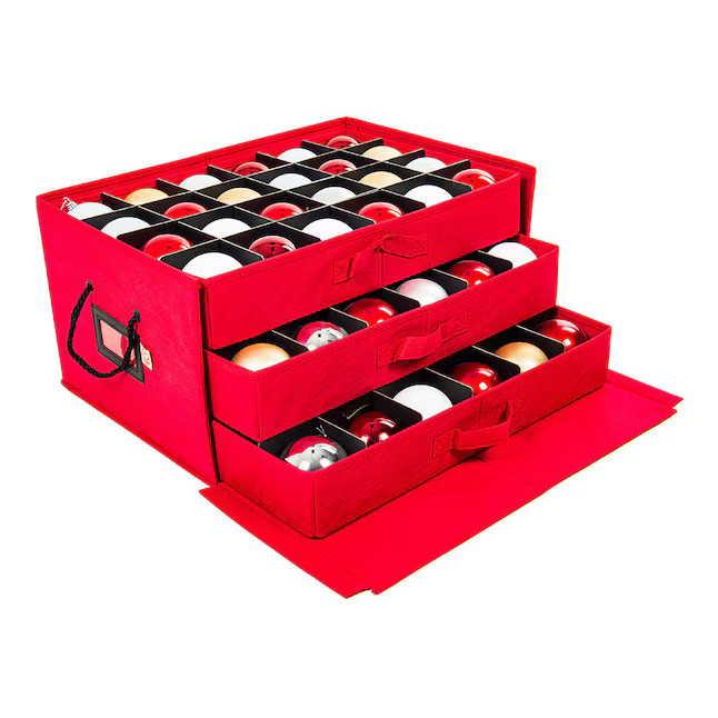 Santa's Bags 72 -Compartment Red Polyester Ornament Storage Box | Lowe's