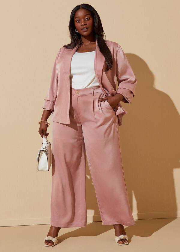 Tiered Sleeve Satin Blazer | Ashley Stewart