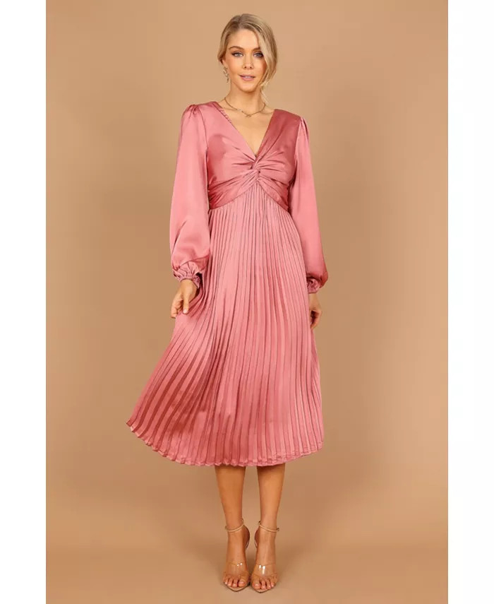 Petal and Pup Women's Noelle Twist Front Pleated Midi Dress - Macy's | Macy's