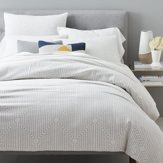 Organic Concentric Squares Jacquard Duvet Cover + Shams | West Elm (US)