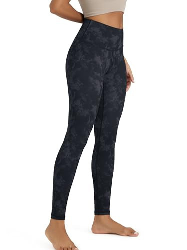 ODODOS Buttery Soft Lounge Yoga Leggings for Women Full Length 28" High Waist Yoga Pants, Tie Dye Smoke Ink, Large | Amazon (US)