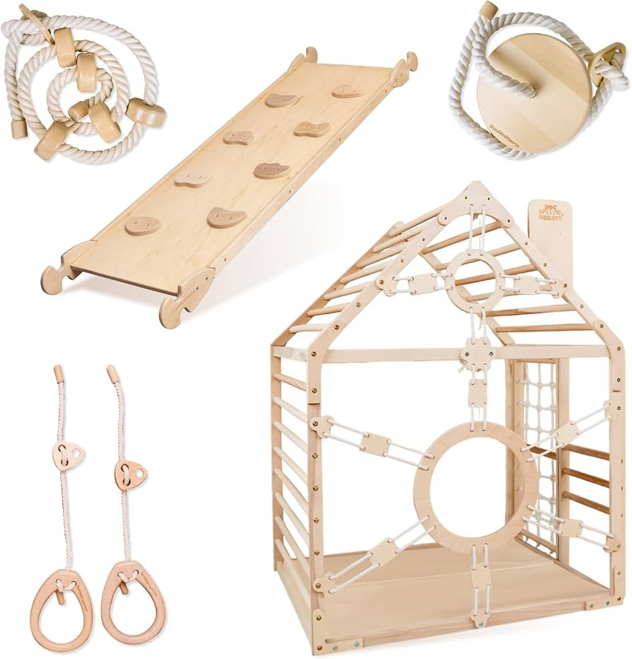 Wood And Hearts Indoor Playground, Made in Europe, Indoor Jungle Gym, Kid's Playground, Climbing ... | Amazon (US)