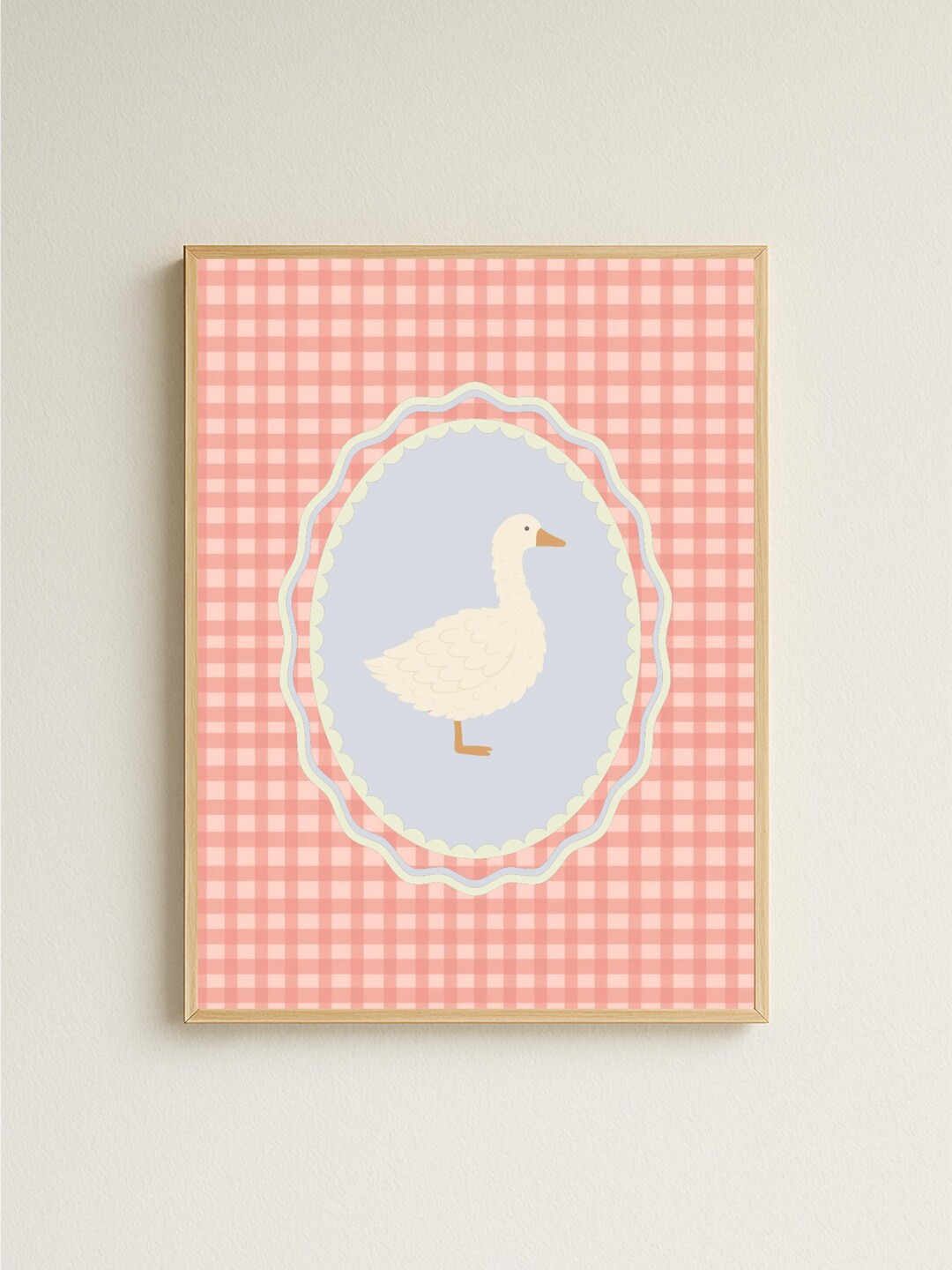 Pink Gingham Goose Print | Nursery | Printable Wall Art | Childrens Room | Digital Art | Instant ... | Etsy (US)