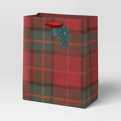 Christmas Legacy Luxe Gift Bag Cub Red and Green Plaid - Wondershop™ | Target