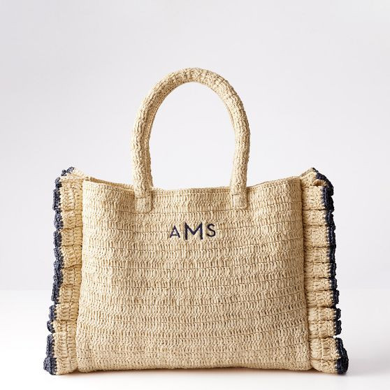 Sofia Ruffle Raffia Tote | Mark and Graham
