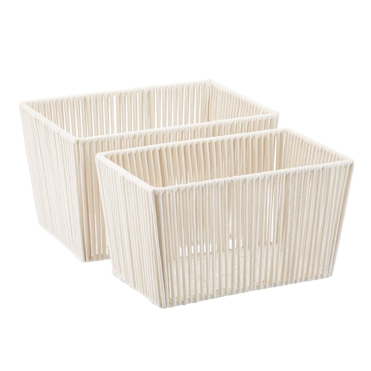 Large Cotton String Open Bin White | The Container Store