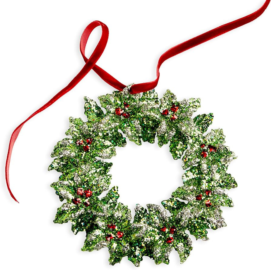 Glittered Holly Wreath Ornament | Amazon (US)