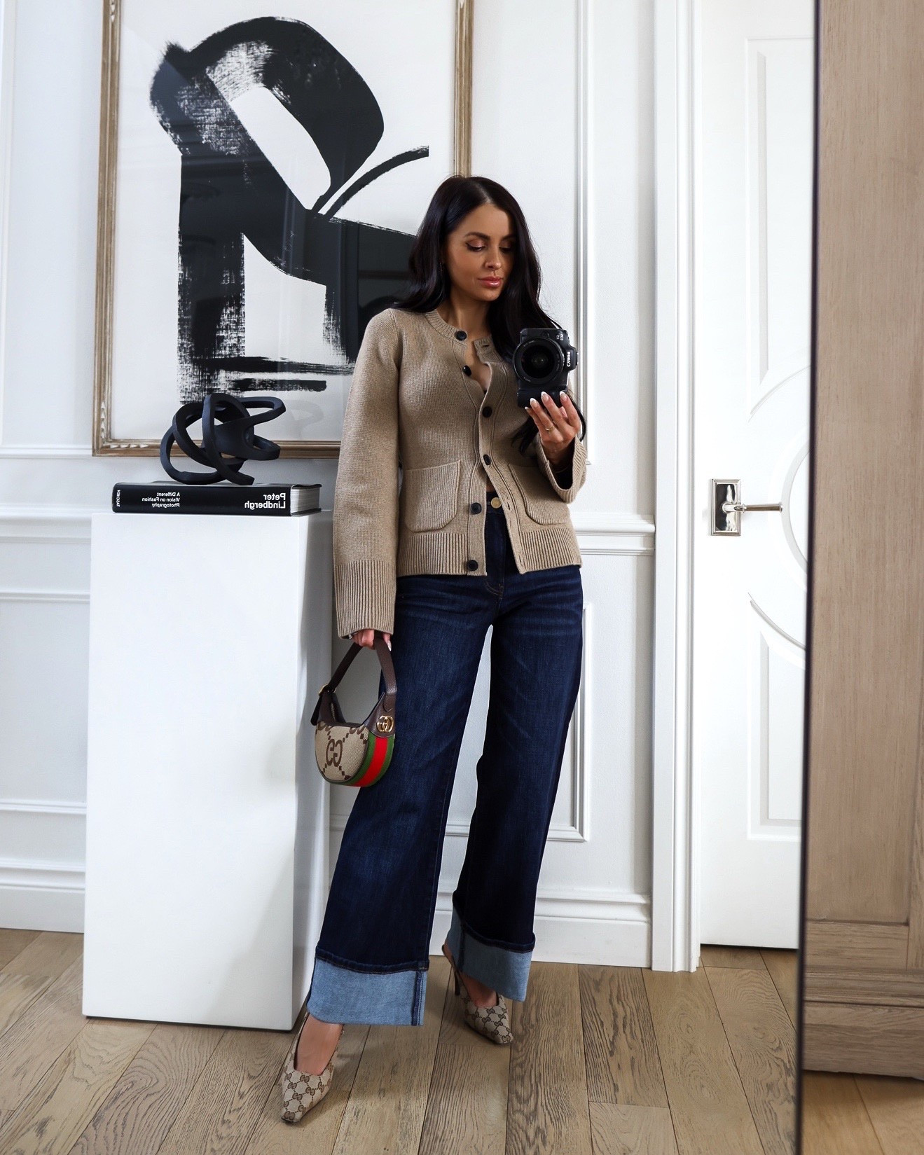 Winter outfit ideas 
Pistola cardigan wearing an xs
Wide leg cuffed jeans 

#LTKSeasonal #LTKWorkwear #LTKPetite