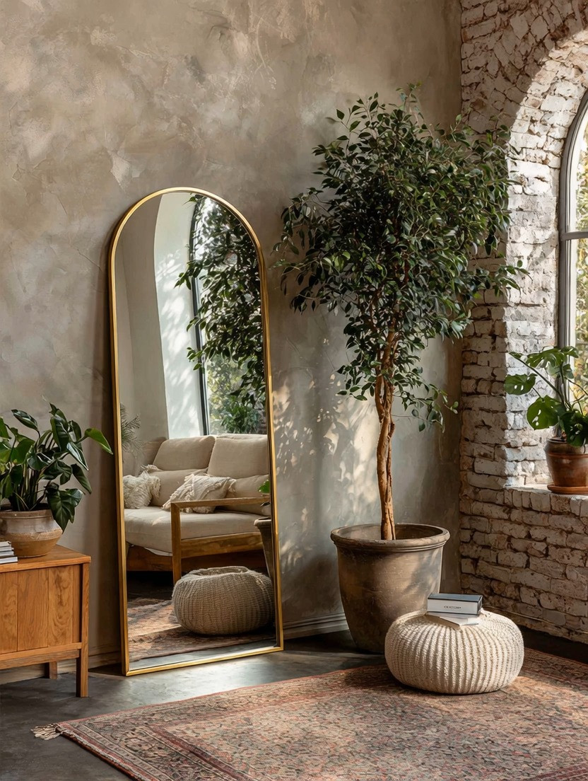 Did you know a mirror doesn’t just double the space — it doubles the energy?

Whatever your mirror reflects becomes amplified. So make sure it reflects something intentional: a clean corner, soft textures, natural light, greenery.

This gorgeous arched gold-frame mirror instantly elevates a room. Pair it with a sculptural planter and a lush tree to create that calm, grounded luxury feel. The gold frame adds warmth, the greenery adds life, and the reflection adds depth.

Beautiful. Elegant. Effortless.
And yes — completely selfie-ready.

#IntentionalHome #GoldMirror #CalmLuxury #ElevatedLiving #HomeEnergy #InteriorInspiration #StatementPieces #ElegantDecor 

 #LTKHome