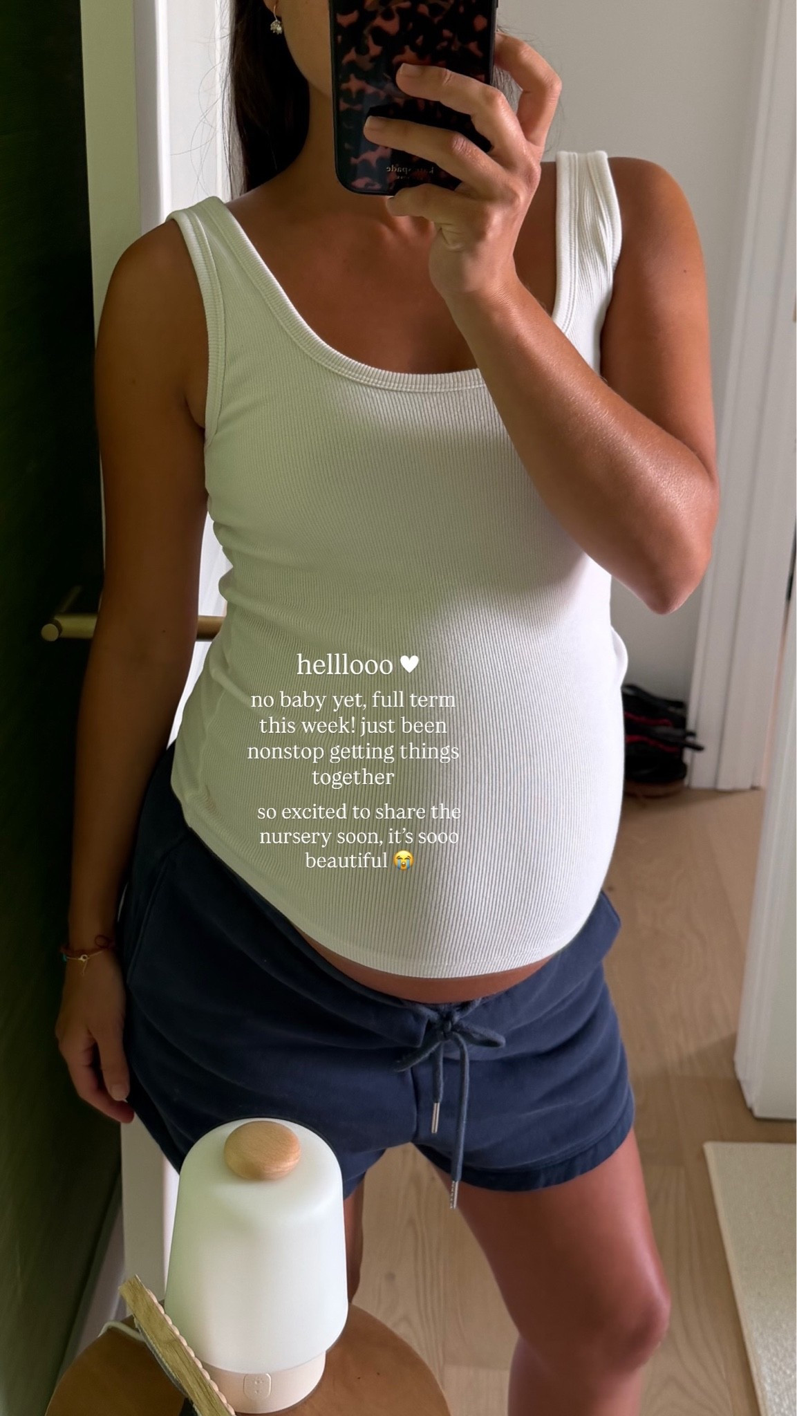 [8/20/26] can’t believe I’m 37 weeks 💓 linking outfit + hatch baby alarm clock