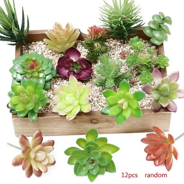 12pcs Random Type Mixed Artificial Succulent Flowers Decor Fake Succulents Assorted Plants | Walmart (US)