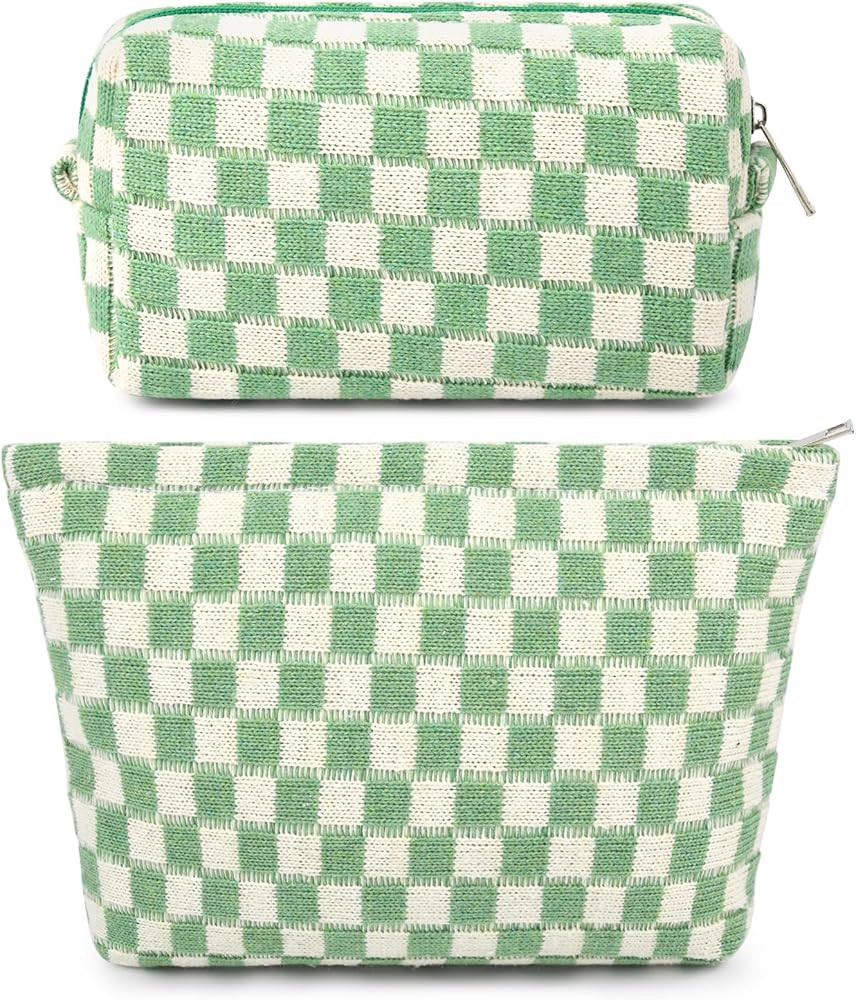 SOIDRAM 2 Pcs Checkered Makeup Bag Large Cosmetic Bag Toiletry Bag Makeup Pouch Travel Bag Organi... | Amazon (US)