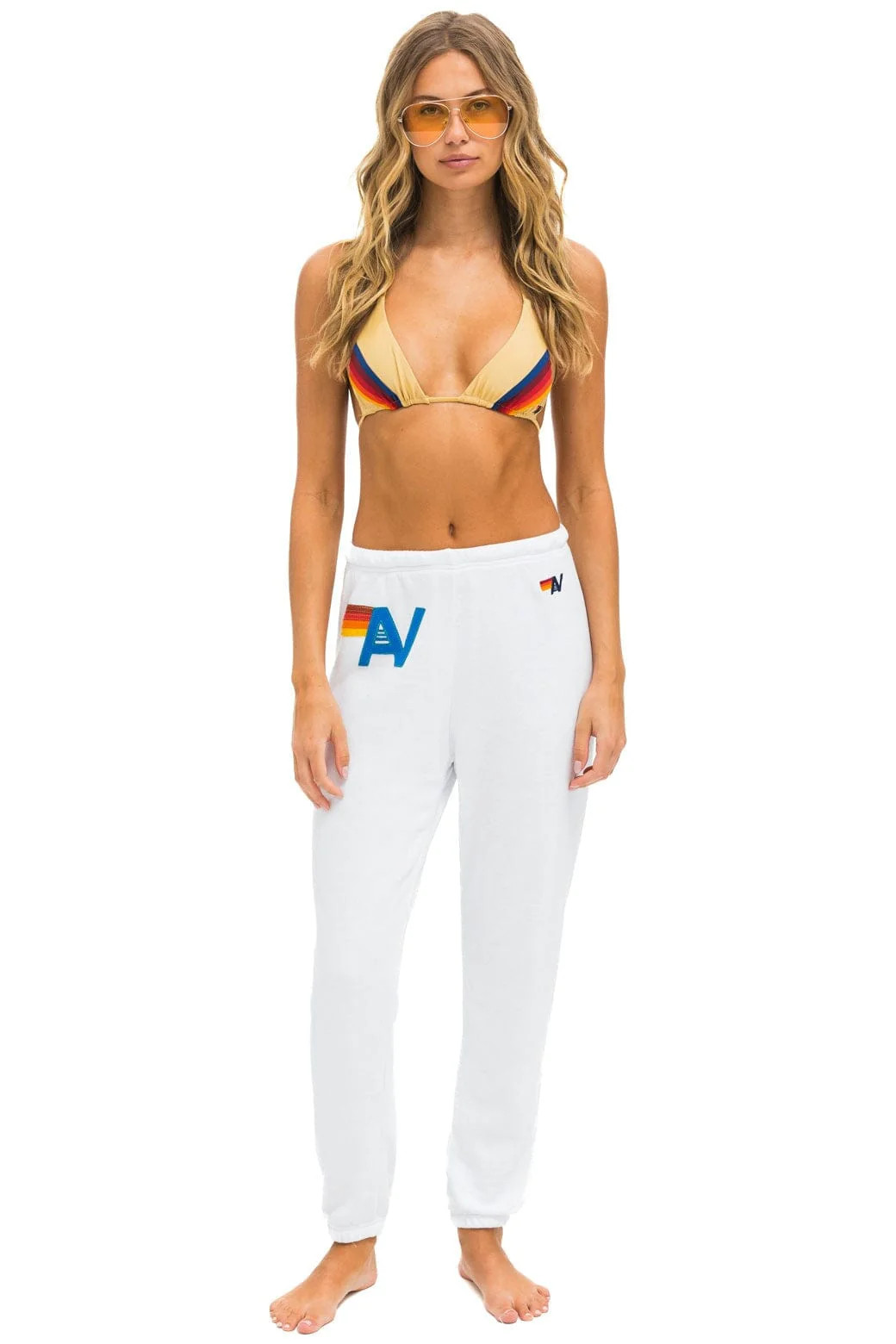 LOGO STITCH SWEATPANTS - WHITE | Aviator Nation