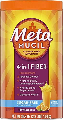 Metamucil Fiber Supplement, 180 Servings, 4-in-1 Psyllium Husk Powder, Orange Smooth Sugar Free, ... | Amazon (US)